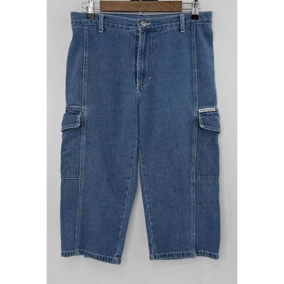 Vintage Michael G Cropped Cargo Jeans Size 11 Grunge Punk Goth 90s Y2k - Picture 1 of 11